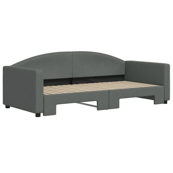 vidaXL Lit de jour avec gigogne sans matelas gris fonc&eacute; 90x190 cm