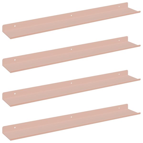 vidaXL &Eacute;tag&egrave;re flottante 4 pcs Rose 60 x 8,5 x 2,5 cm Acier