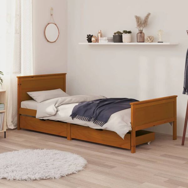 vidaXL Cadre de lit sans matelas marron miel bois massif 90x200 cm