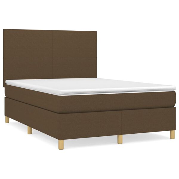 vidaXL Sommier &agrave; lattes de lit avec matelas Marron fonc&eacute; 140x190 cm
