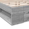 vidaXL Cadre de lit avec tiroirs sans matelas sonoma gris 150x200 cm