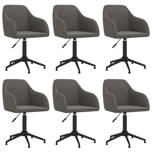 vidaXL Chaises pivotantes &agrave; manger lot de 6 gris fonc&eacute; velours