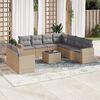 vidaXL Salon de jardin avec coussins 10 pcs beige r&eacute;sine tress&eacute;e