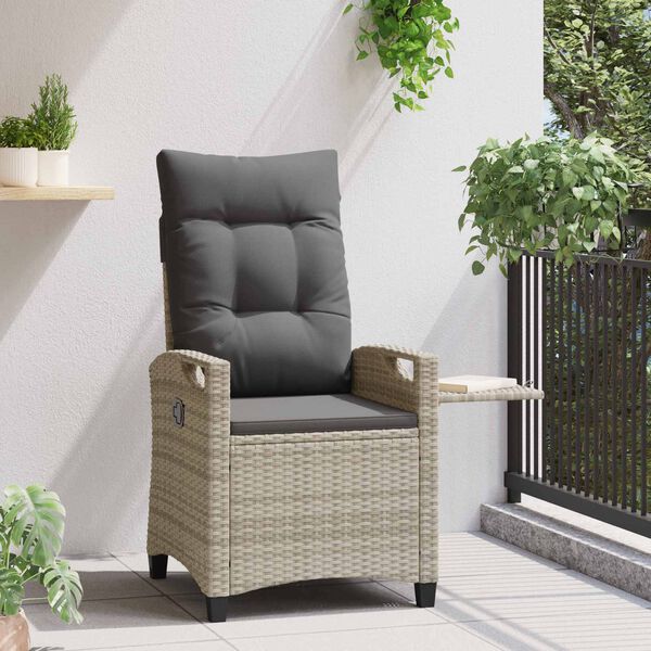 vidaXL Chaise de jardin inclinable Gris clair et gris fonc&eacute; polyrotin
