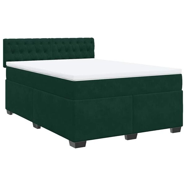 vidaXL Sommier &agrave; lattes de lit et matelas Vert fonc&eacute; 160x200cm Velours