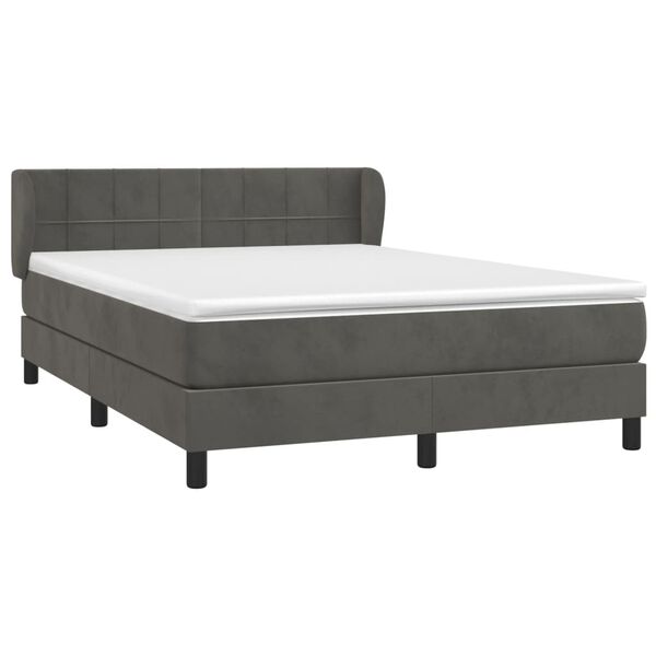 vidaXL Sommier &agrave; lattes de lit et matelas Gris fonc&eacute; 140x190cm Velours