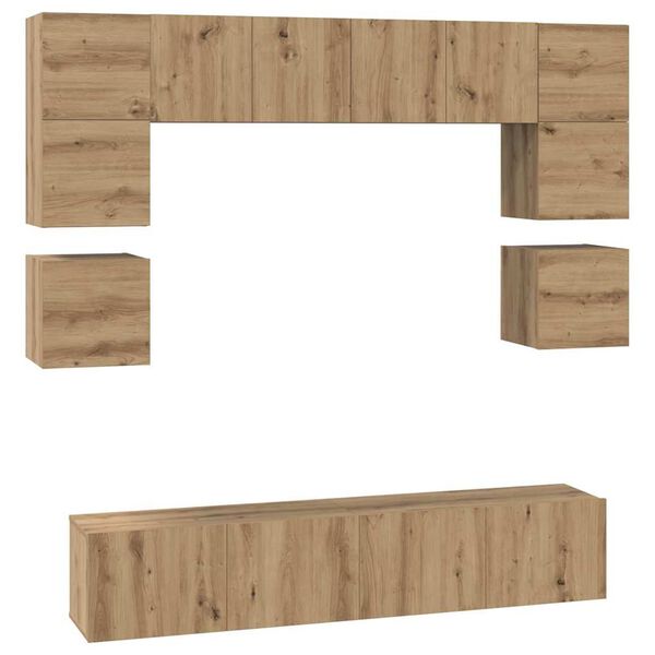 vidaXL Ensemble meuble TV 8 pcs Ch&ecirc;ne artisanal Bois d'ing&eacute;nierie