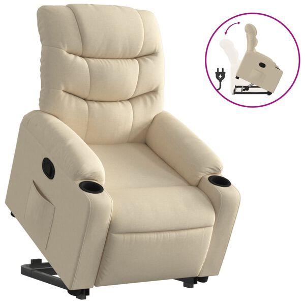 vidaXL Fauteuil inclinable Cr&egrave;me Tissu