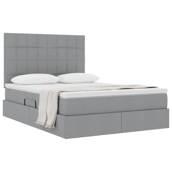 vidaXL Lit avec rangement et matelas Gris clair 140 x 200 cm Polyester