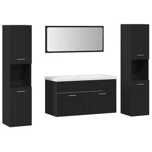 vidaXL Ensemble de mobilier de salle de bain 4 pcs Ch&ecirc;ne noir