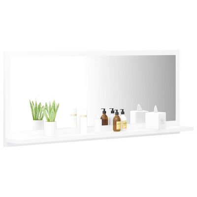 vidaXL Miroir de salle de bain Blanc brillant 90x10,5x37 cm Aggloméré