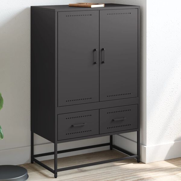 vidaXL Buffet haut noir 68x39x111,5 cm acier