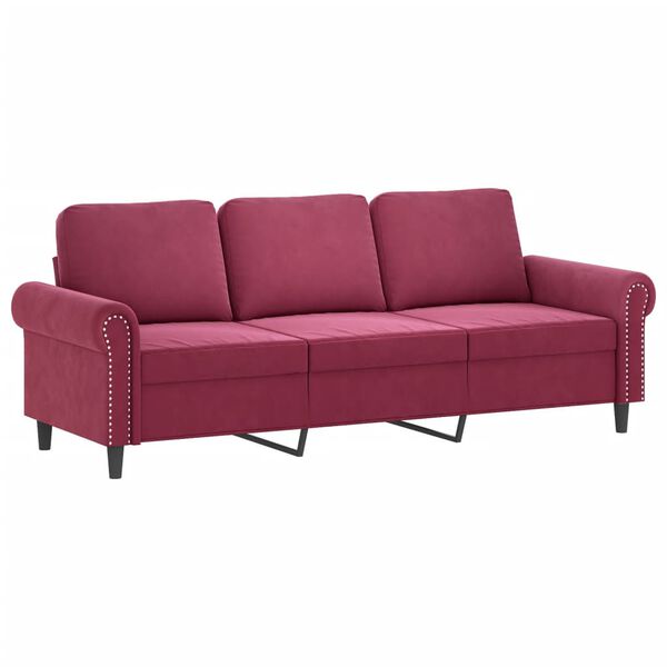 vidaXL Ensemble de canapés 3 pcs avec coussins Rouge bordeaux Velours