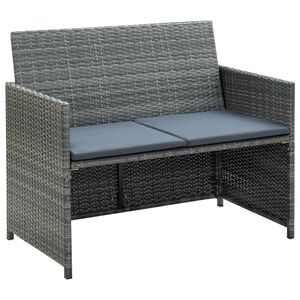 vidaXL Canap&eacute; de jardin &agrave; 2 places avec coussins Gris R&eacute;sine tress&eacute;e