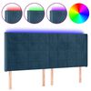 vidaXL T&ecirc;te de lit &agrave; LED Bleu fonc&eacute; 163x16x118/128 cm Velours