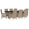 vidaXL Ensemble &agrave; manger de jardin et coussins 9 pcs beige Poly rotin