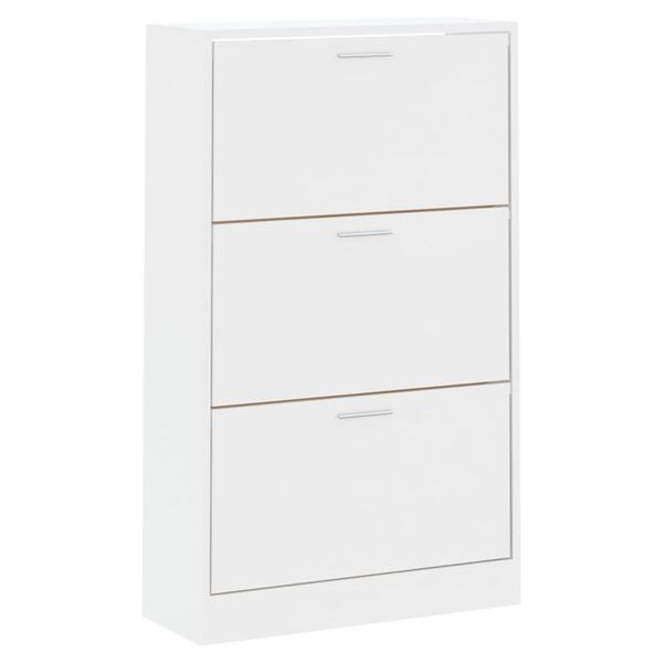 vidaXL Armoire &agrave; chaussure Blanc brillant 63x24x103 cm Bois ing&eacute;nierie