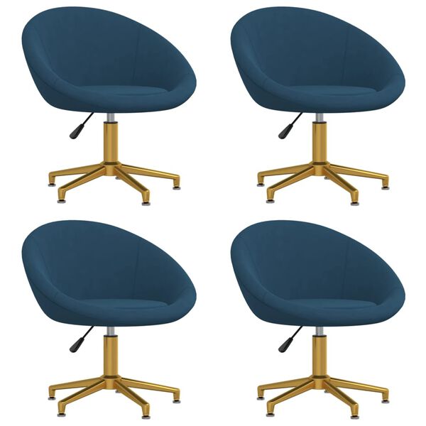 vidaXL Chaises &agrave; manger lot de 4 Bleu Velours