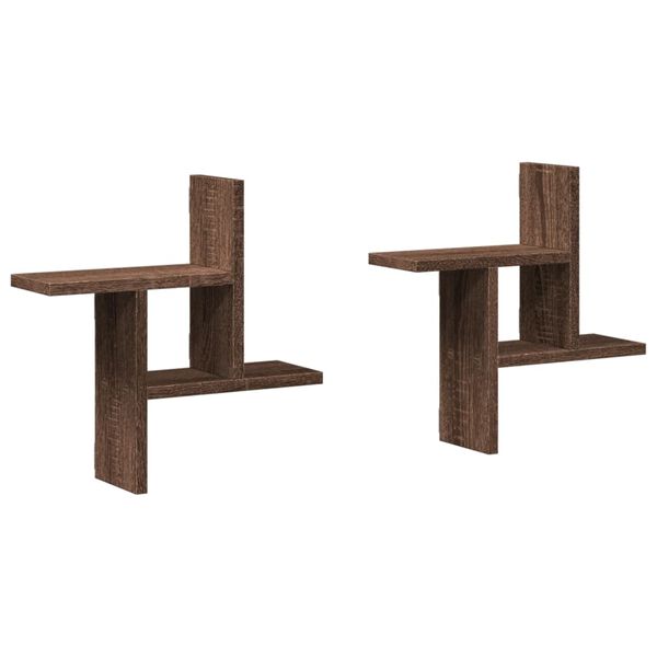 vidaXL Étagères murales 2pcs chêne marron 38x12x38cm bois d'ingénierie