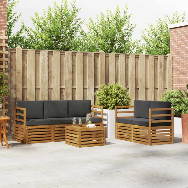 vidaXL Ensembles de canap&eacute;s avec coussin 6 pcs Naturel et Anthracite