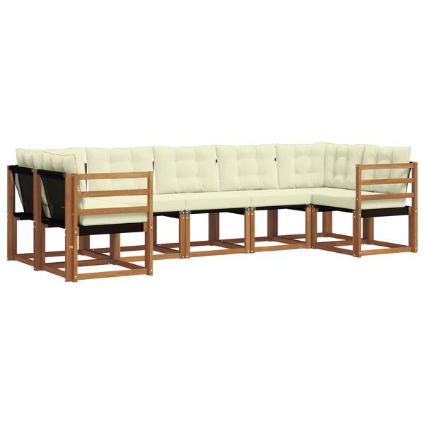 vidaXL Ensemble de canap&eacute;s d'ext&eacute;rieur 7 pcs Naturel et Noir