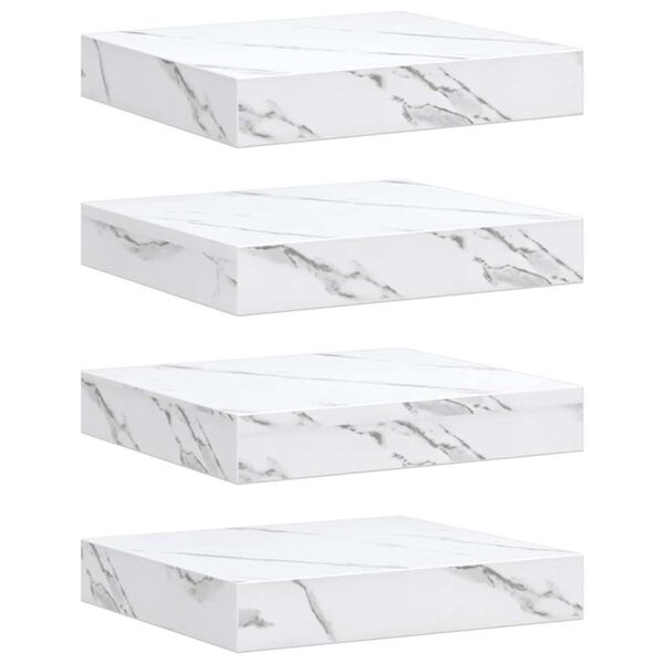 vidaXL &Eacute;tag&egrave;re Murale 4 pcs Marbre blanc 23 x 23,5 x 4 cm