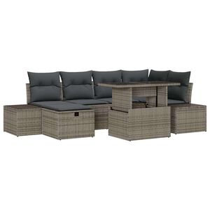 vidaXL Ensemble de canap&eacute; de jardin 7 pcs Gris polyrotin