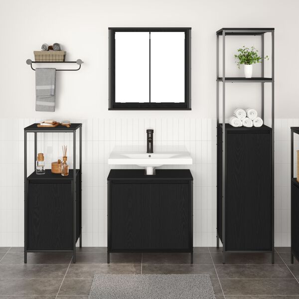 vidaXL Ensemble de mobilier de salle de bain 3 pcs Chêne noir