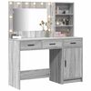 vidaXL Table de Toilette avec tiroir 2 pcs Gris Bois d'ing&eacute;nierie