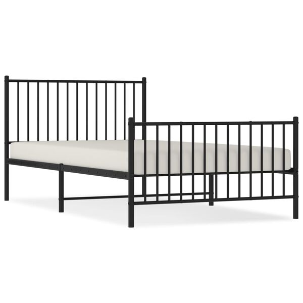 vidaXL Cadre de lit m&eacute;tal sans matelas avec pied de lit noir 107x203cm