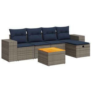 vidaXL Salon de jardin 6 pcs avec coussins gris r&eacute;sine tress&eacute;e