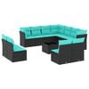 vidaXL Ensemble de canap&eacute; de jardin 12 pcs avec coussins noir r&eacute;sine tress&eacute;e