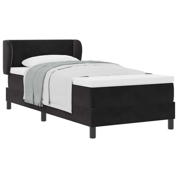 vidaXL Lit &agrave; ressorts avec matelas Noir 80 x 200 cm Velours