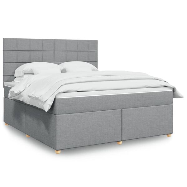 vidaXL Sommier &agrave; lattes de lit avec matelas Gris clair 180x200cm Tissu
