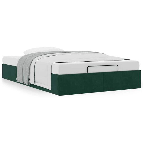 vidaXL Cadre de lit ottoman sans matelas vert fonc&eacute; 120x190 cm velours