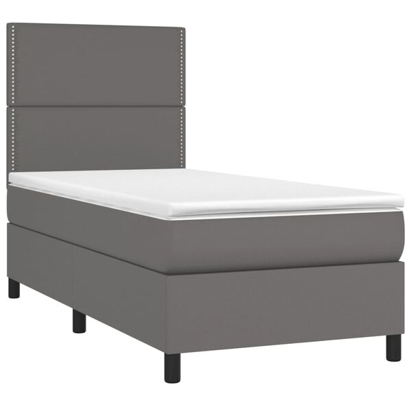 vidaXL Sommier &agrave; lattes de lit avec matelas et LED Gris 100x200 cm