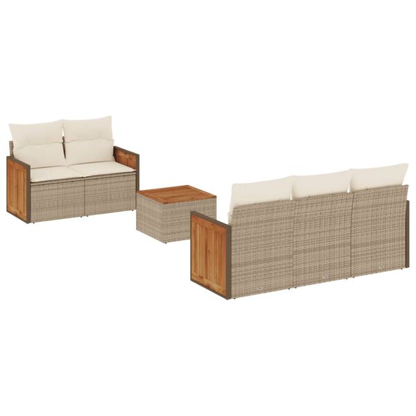 vidaXL Salon de jardin avec coussins 6 pcs beige r&eacute;sine tress&eacute;e
