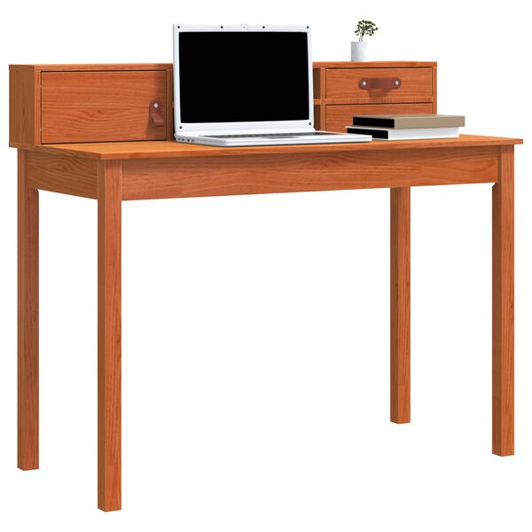 vidaXL Bureau avec tiroir Cire marron 110 x 50 x 93 cm Pin massif