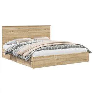 vidaXL Lit de Rangement Ch&ecirc;ne Sonoma 180 x 200 cm Bois d'ing&eacute;nierie