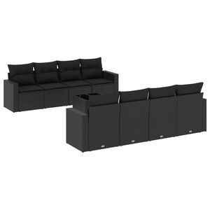 vidaXL Salon de jardin 9 pcs avec coussins noir r&eacute;sine tress&eacute;e