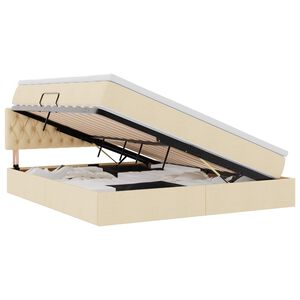 vidaXL Lit avec rangement et matelas avec matelas Cr&egrave;me 160 x 200 cm