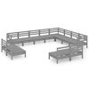 vidaXL Salon de jardin 12 pcs Bois de pin massif Gris