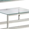 vidaXL Table console argenté acier inoxydable et verre trempé