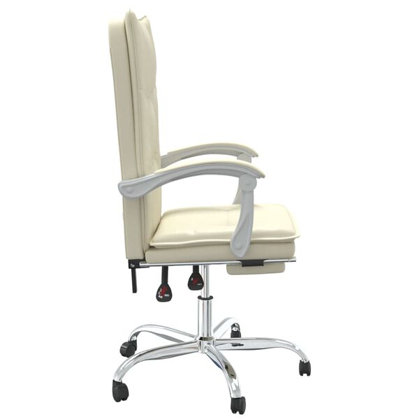 vidaXL Fauteuil inclinable de bureau Crème Similicuir