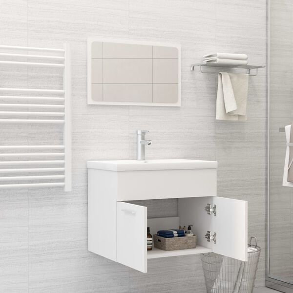 vidaXL Ensemble de meubles de salle de bain Blanc Agglom&eacute;r&eacute;