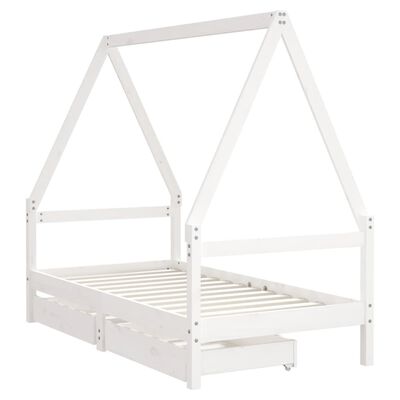 vidaXL Cadre de lit pour enfant tiroirs blanc 80x160cm bois pin massif