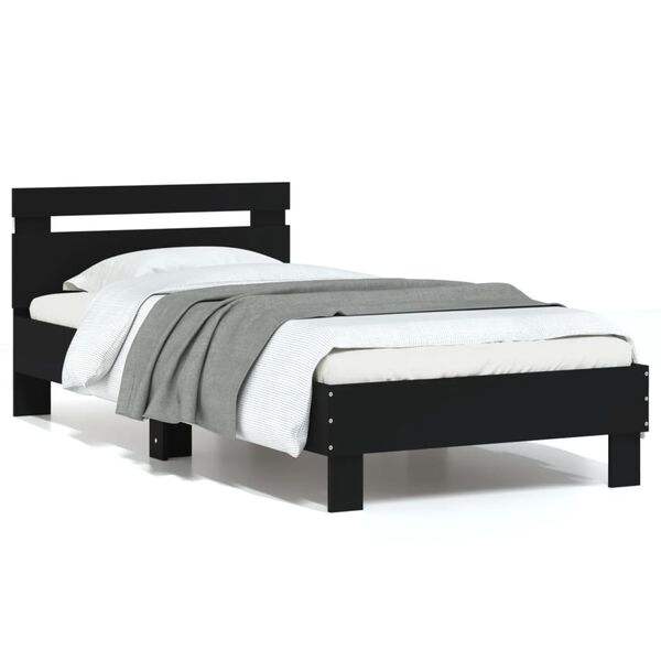 vidaXL Cadre de lit sans matelas avec lumières LED noir 75x190 cm