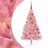 vidaXL Sapin de No&euml;l artificiel pr&eacute;-&eacute;clair&eacute; Rose 150 cm PVC
