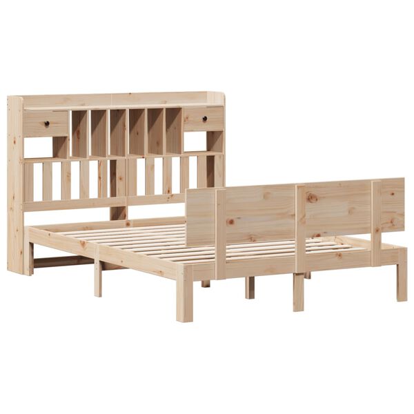 vidaXL Lit biblioth&egrave;que sans matelas 150x200 cm bois massif de pin