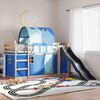 vidaXL Lit superposé sans matelas avec toboggan et rideaux 90x200 cm